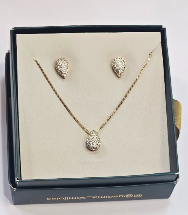 Conjunto Semijoia Gota Cristais